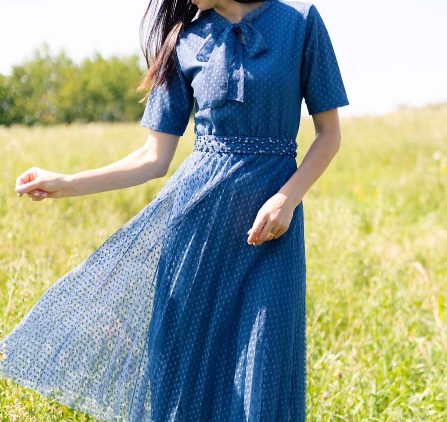 Rochie midi plisată din Tulle