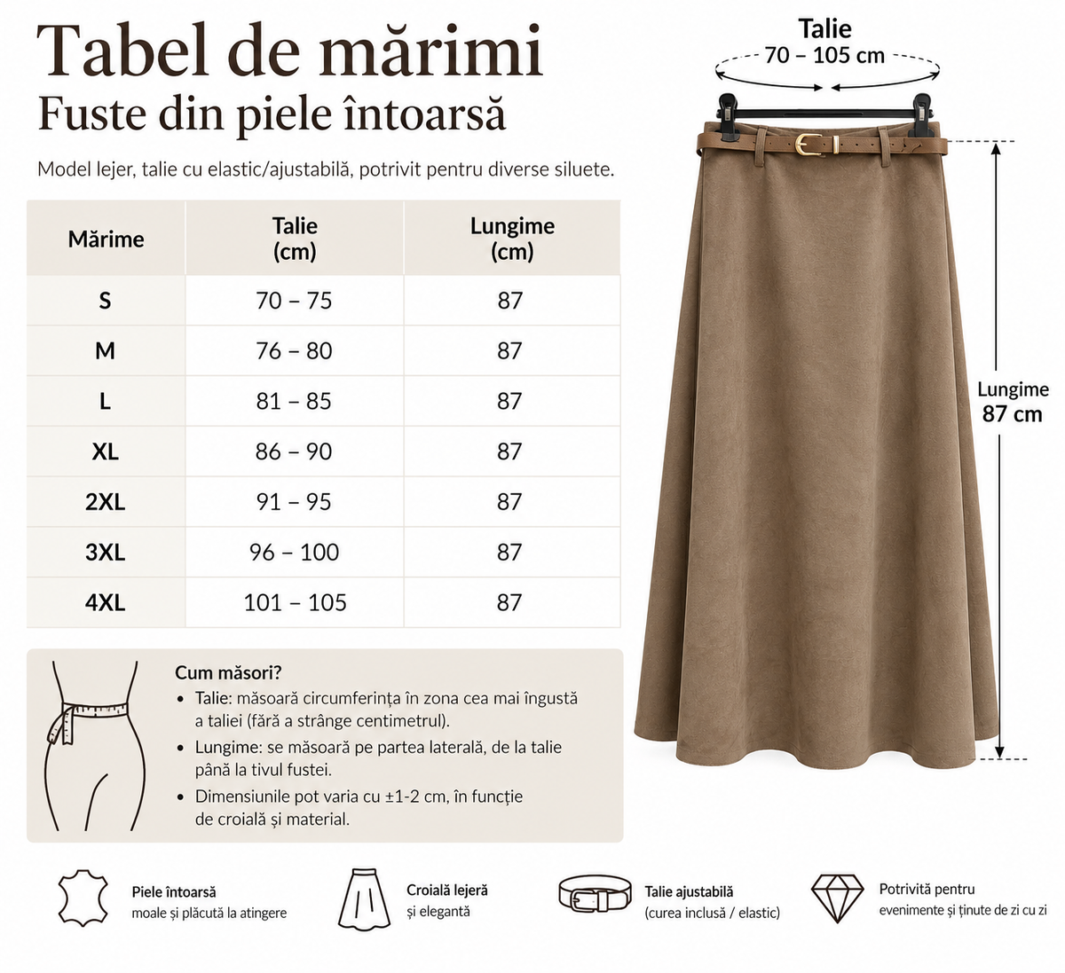 Fustă din piele întoarsă-blumarin