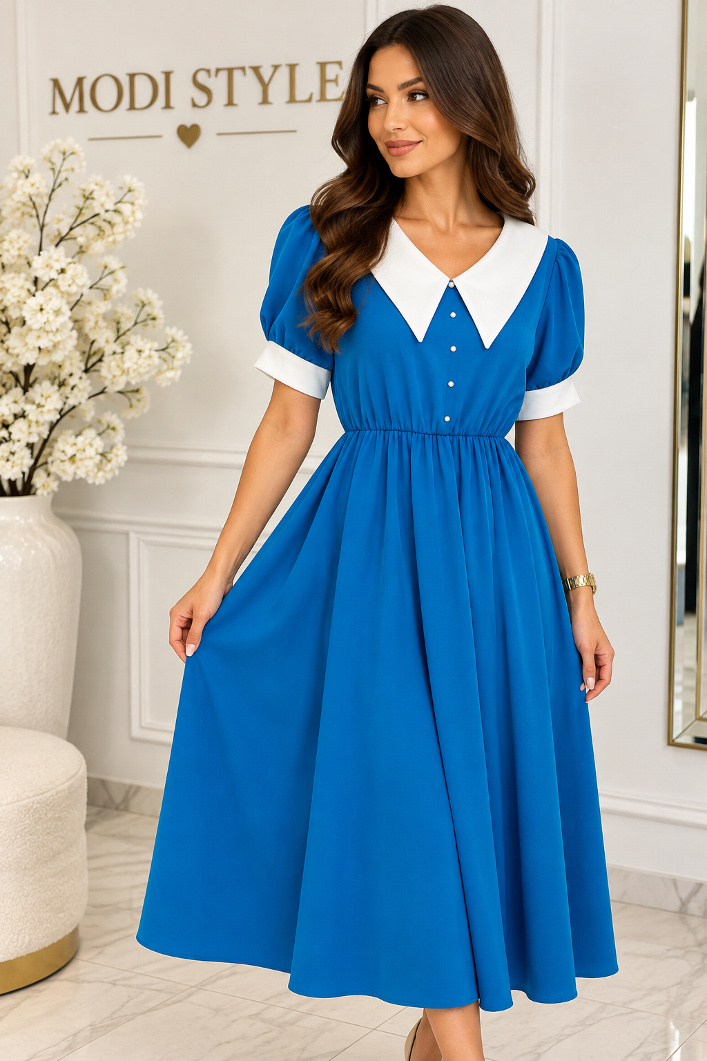 Rochie cu guleraș blue