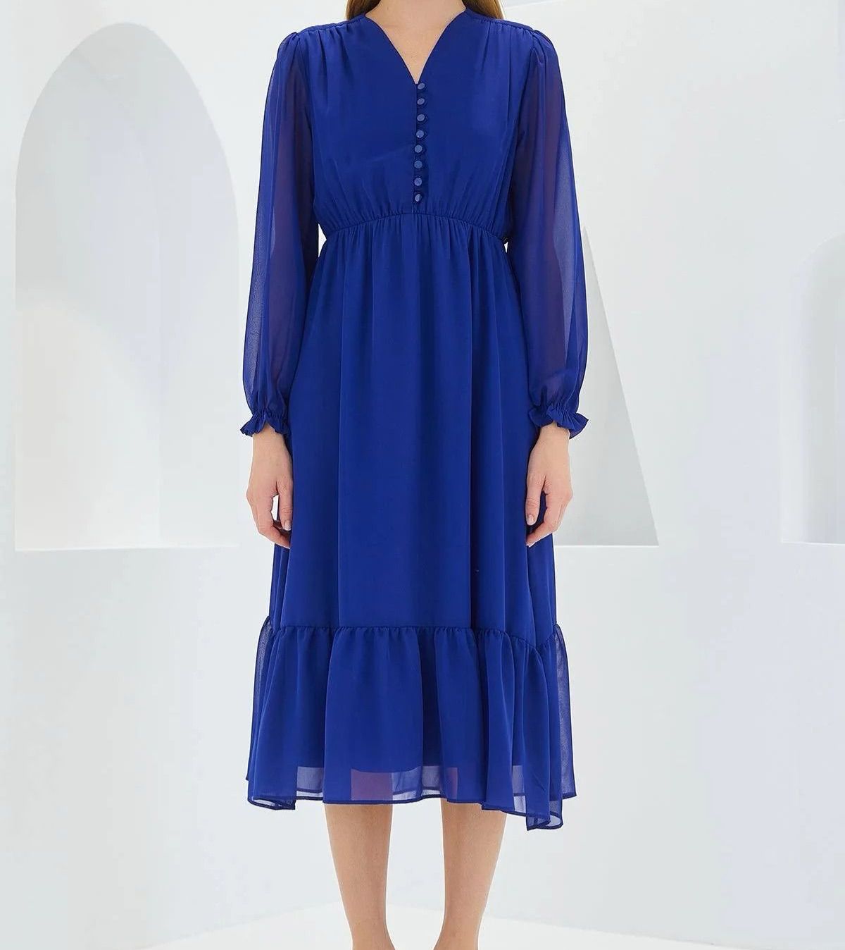 Rochie midi cu nasturi funcționali