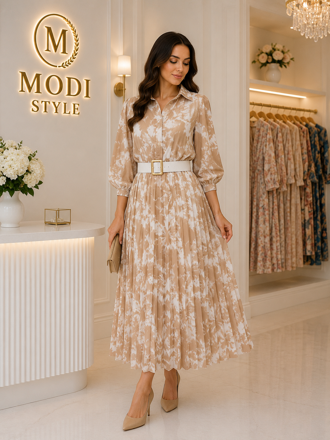 Rochie elegantă cu nasturi funcționali