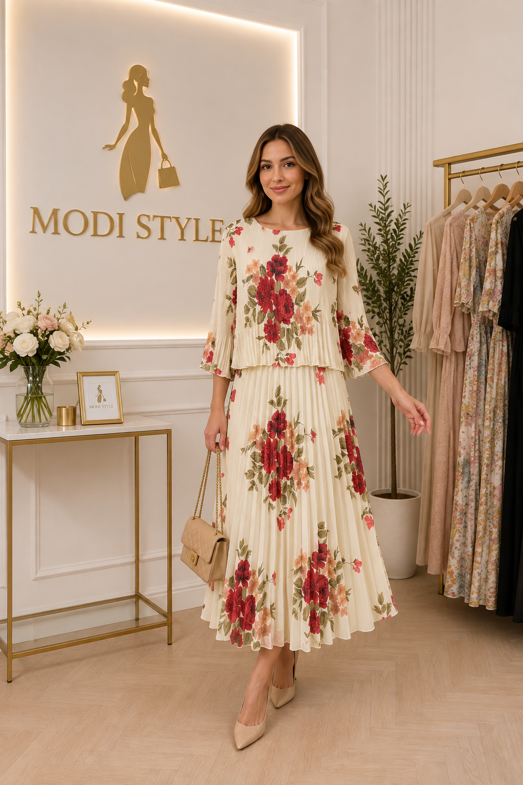 Rochie elegantă cu trandafiri
