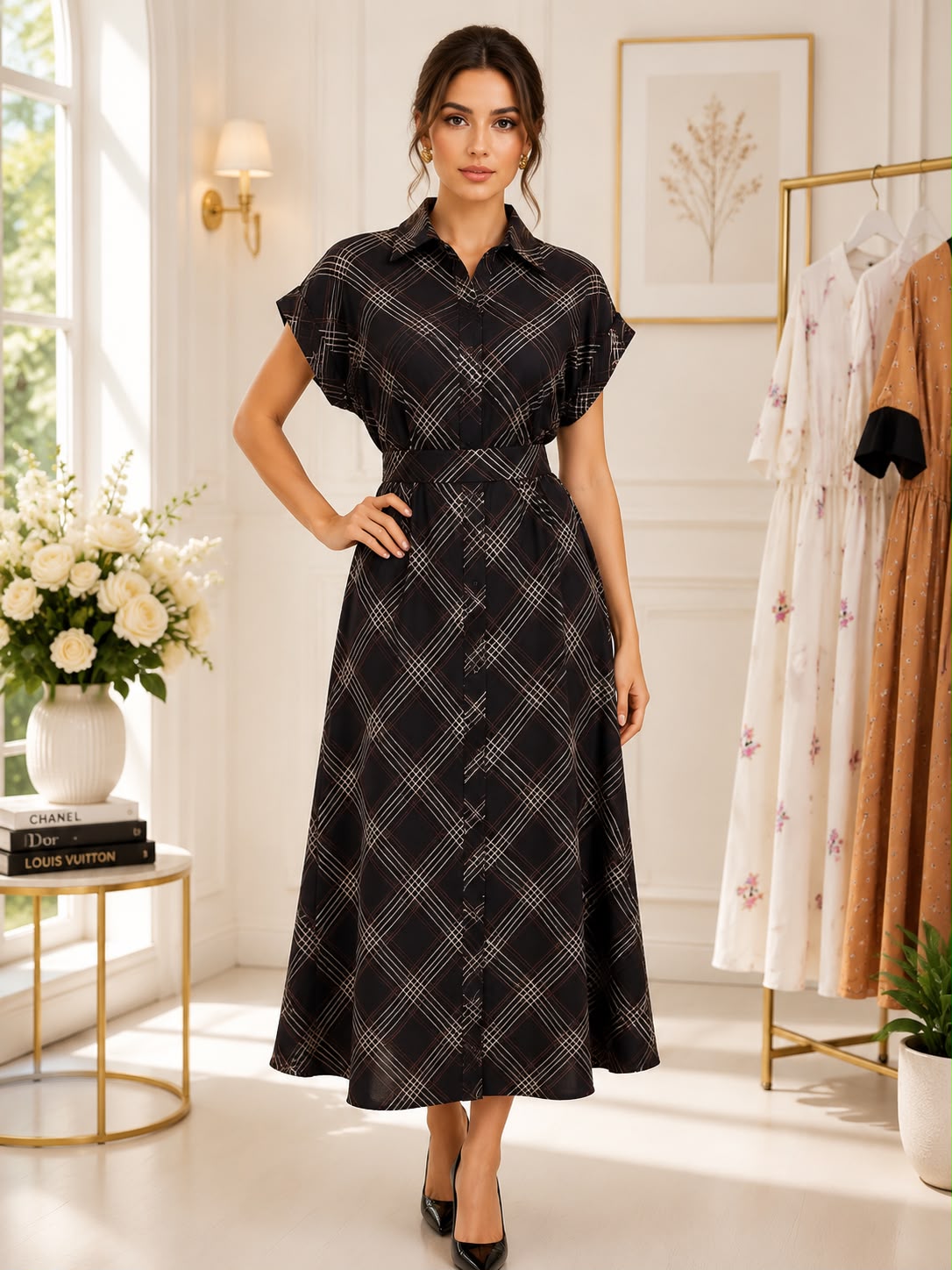 Rochie de vară cu nasturi funcționali până jos