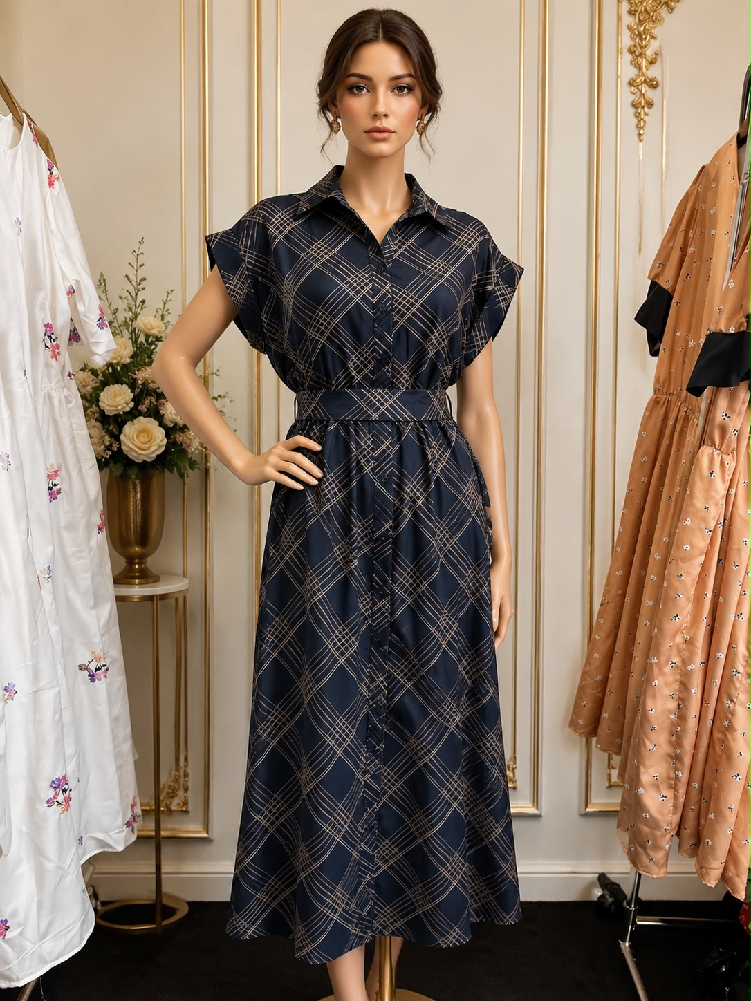 Rochie de vară cu nasturi funcționali până jos