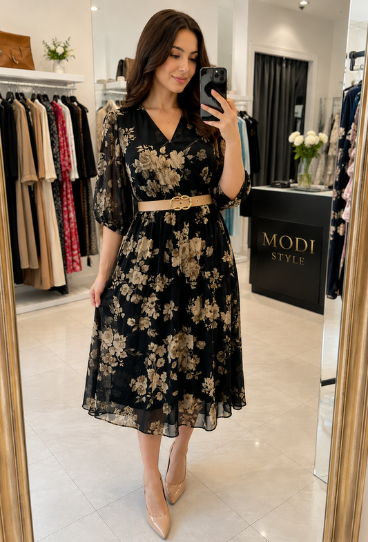 Rochie elegantă cu imprimeu floral