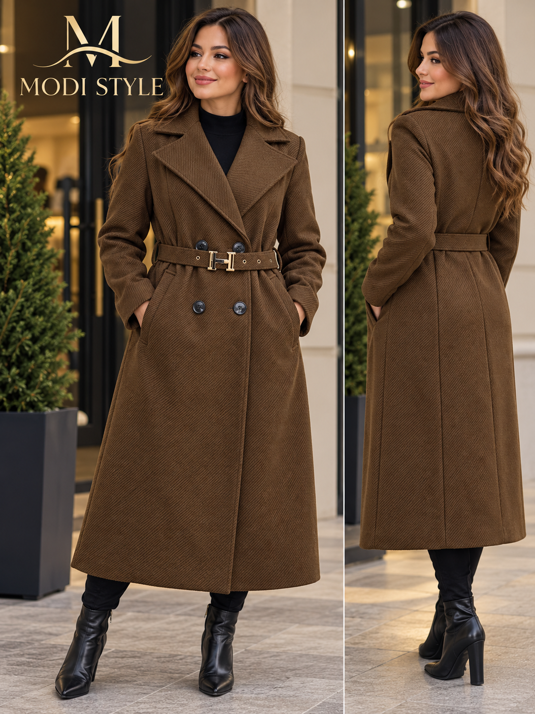 Palton elegant-ciocolată