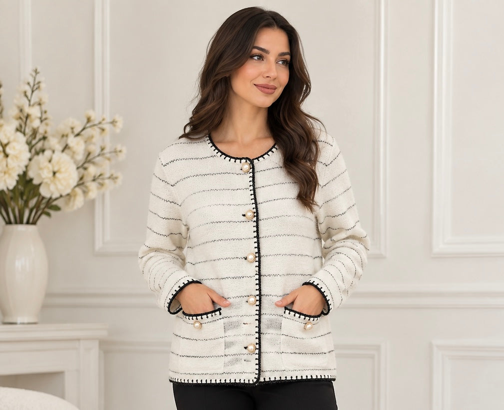 Cardigan alb din vâscoza