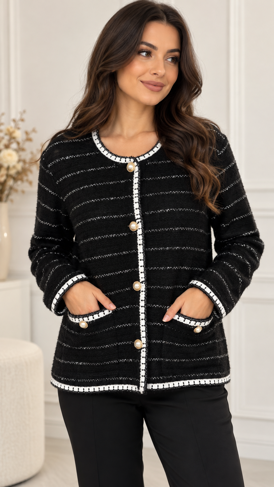 Cardigan negru din vâscoza