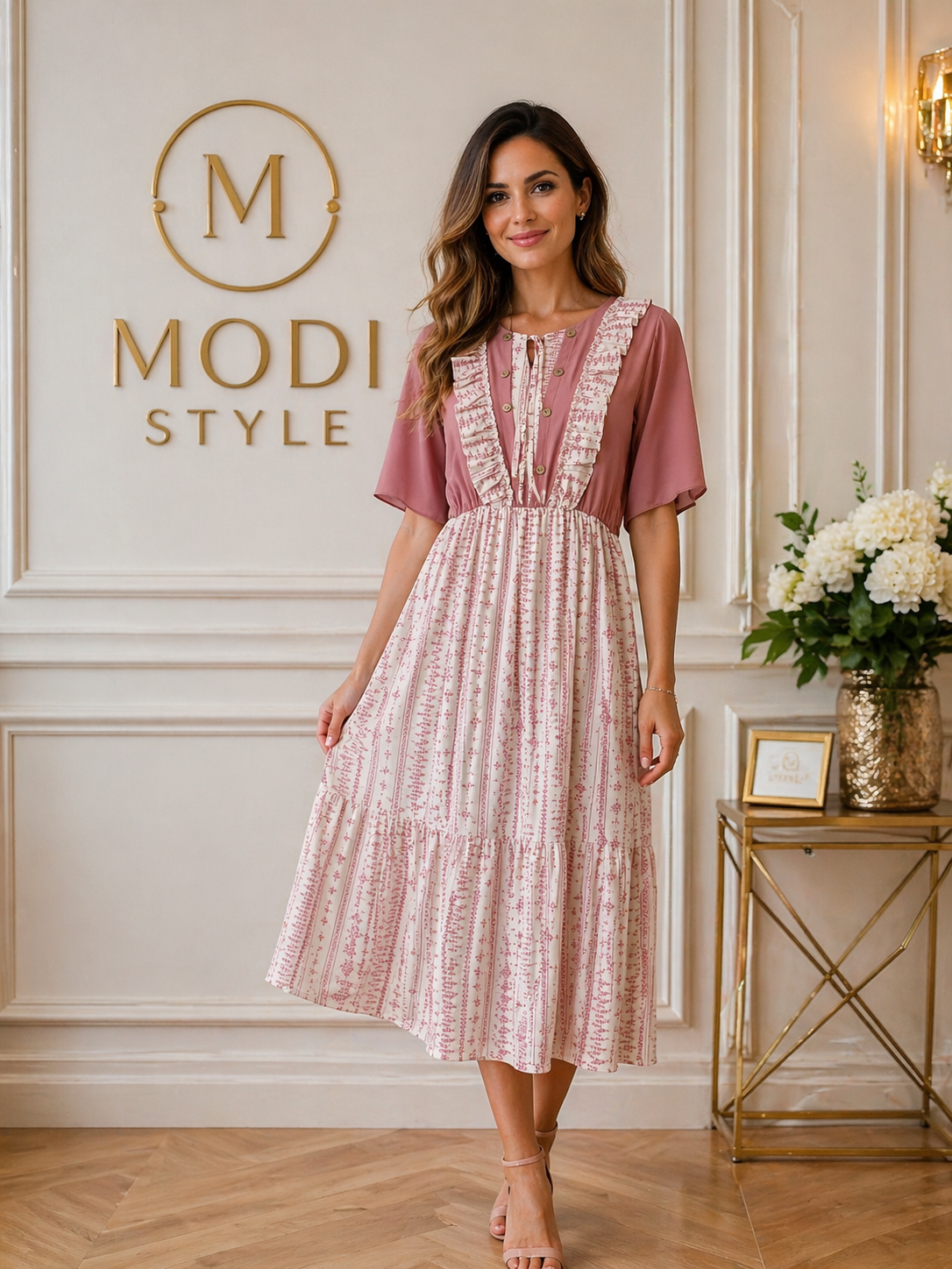 Rochie elegantă din in și bumbac