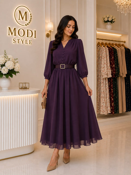 Rochie elegantă-mov închis