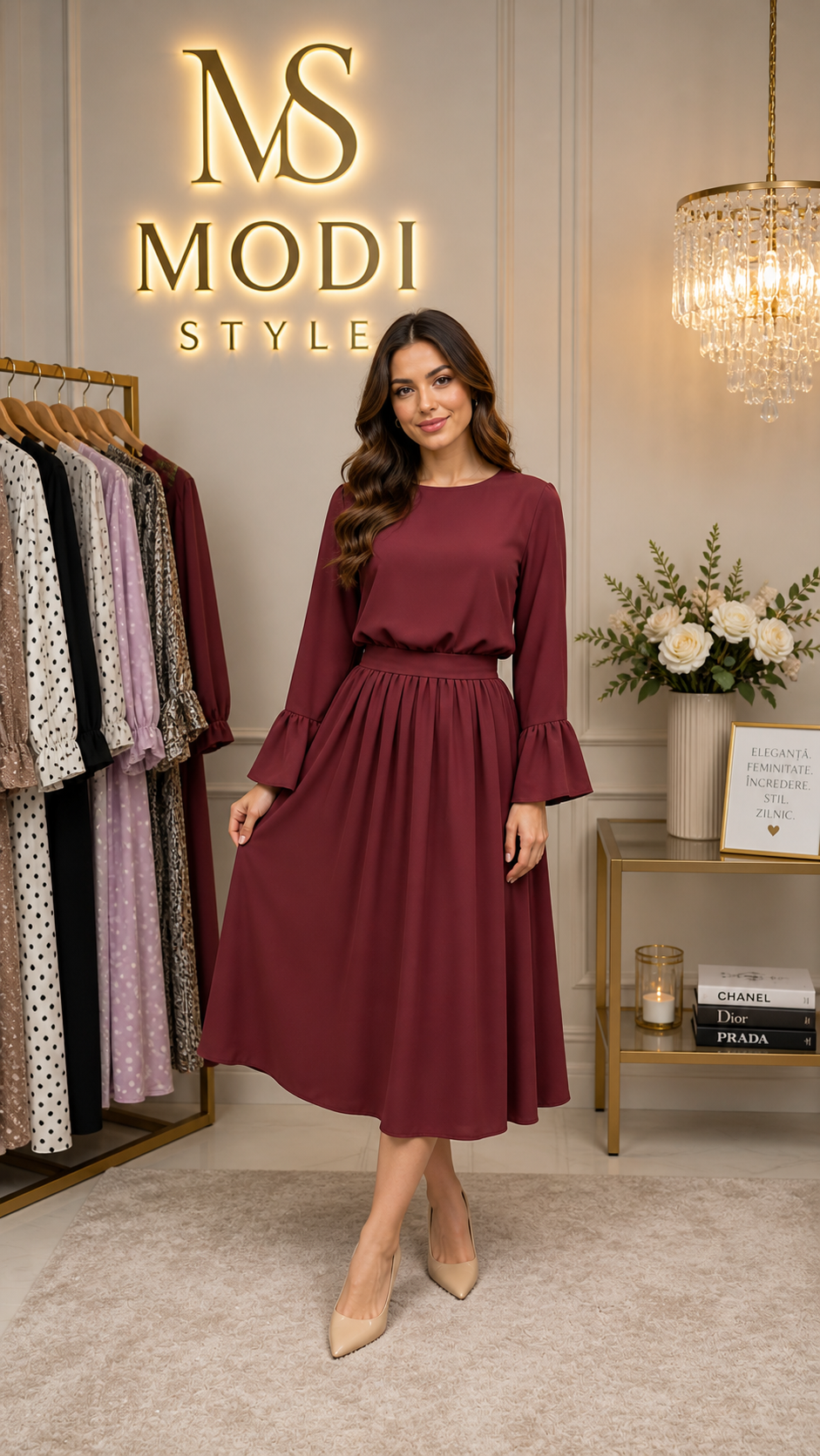 Rochie cu mânecă clopot