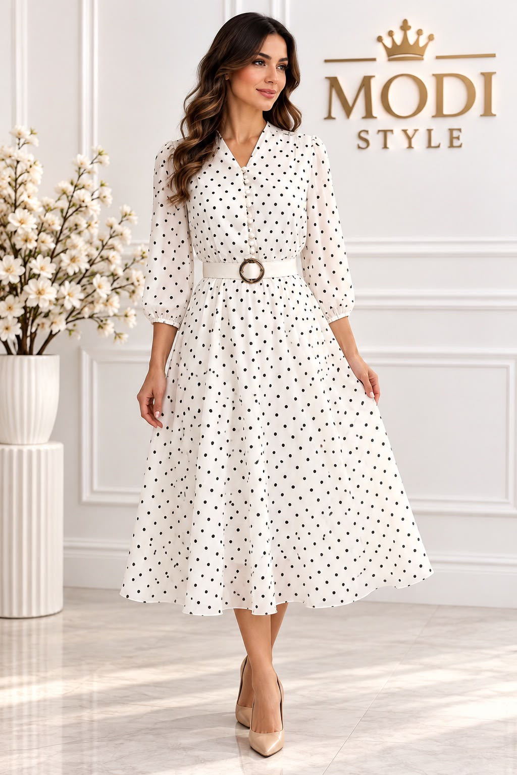 Rochie cu alba buline negre