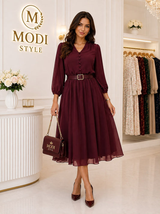 Rochie elegantă mărime mare -bordo